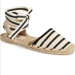 Soludos Lace-Up Espadrille Sandal Black/Offwhite